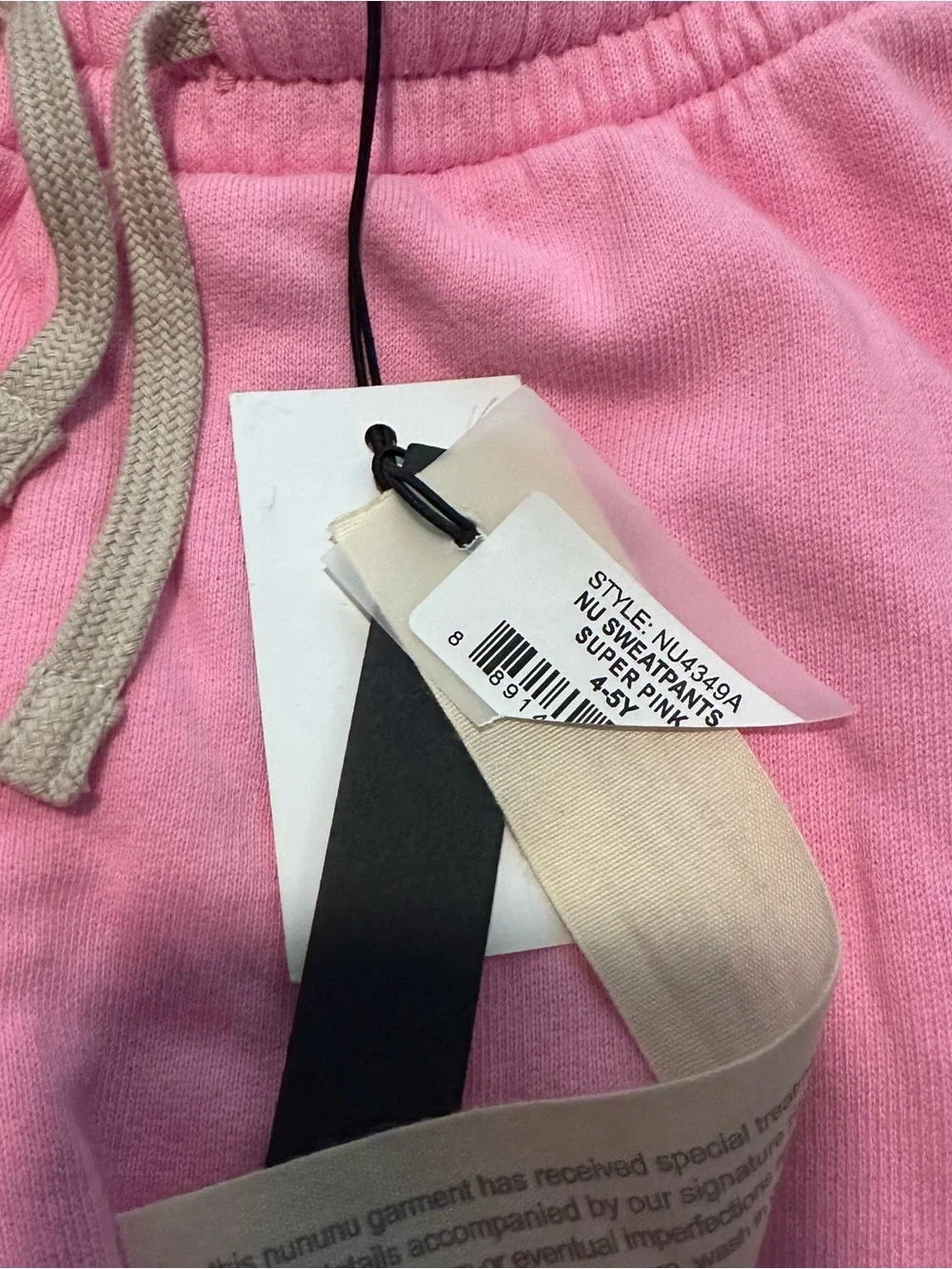 Nununu World Pink Fleece Jogger sweat Pants size 4-5 NWT KID GIRL